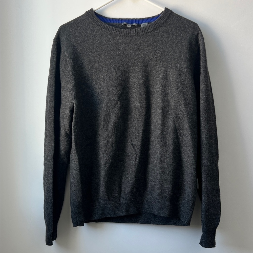 DKNY Dark Gray 100% Merino Wool Crewneck Sweater